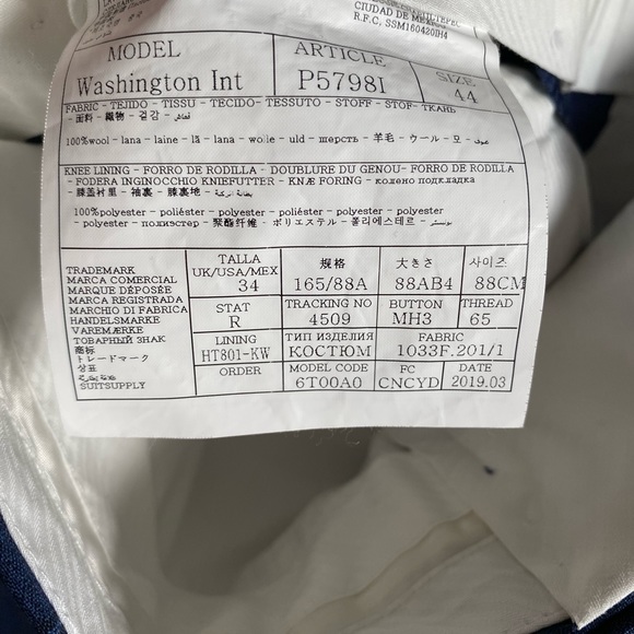 SUITSUPPLY Washington Dark Gray Suit Size 44 - Picture 7 of 7